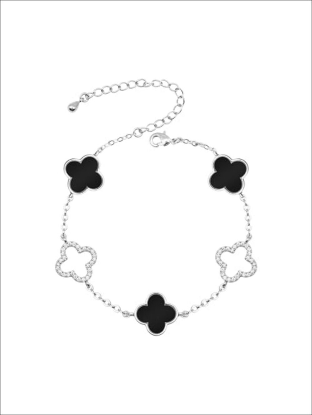 18k Gold Plated Sterling Silver Four Leaf Clover Bracelet Adjustable